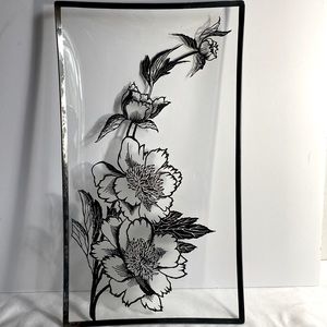 Paden Silver City Tray Curved Glass w/ Silver Overlay Rare Rose Vintage 30s